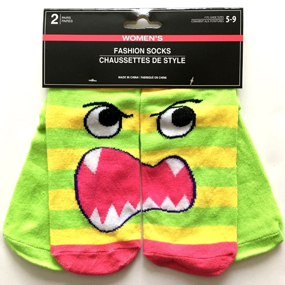 Accessories - *3/$15* Fun Neon Striped Monster Socks